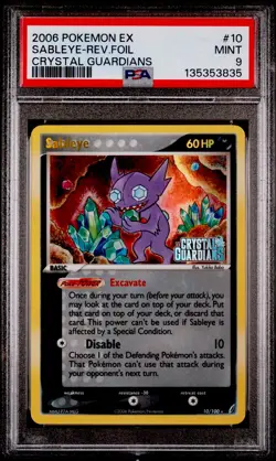 PSA 9 Sableye Reverse Holo Foil Stamped #10 EX Crystal Guardians 2006 Pokemon - Image 1
