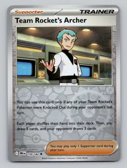 Reverse Holo Team Rocket's Archer 170/182 Uncommon Destined Rivals Pokemon - Image 1