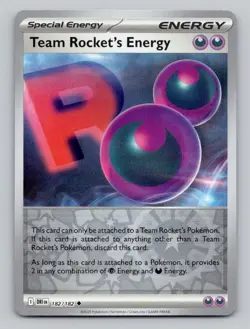 Reverse Holo Team Rocket's Energy 182/182 Uncommon Destined Rivals Pokemon - Image 1