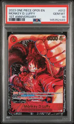 2023 ONE PIECE OP05 012 MONKEY D. LUFFY 1ST ANNIVERSARY PSA 10 - Image 1