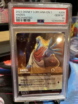 DISNEY LORCANA 2023 EN1 HADES KING OF OLYMPUS ENCHANTED 205/204 PSA 10 - Image 1