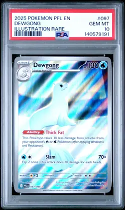 2025 POKEMON PFL EN-PHANTASMAL FLAMES ILLUSTRATION RARE #097 DEWGONG PSA 10 - Image 2