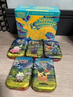 Pokemon TCG Ascended Heroes - Sealed ETB & 5 Sealed Ascended Heroes Mini Tin Set - Image 1