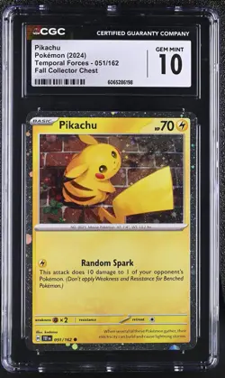 Pokemon Pikachu Exclusive Cosmos Holo 2024 Fall Collectors Chest 051/162 CGC Gem - Image 1