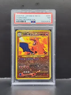 2000 Pokemon Japanese Neo 2 Charizard Promo Reverse Foil #006 PSA 7 NM - Image 1