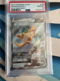 2021 Pokemon Sword & Shield Evolving Skies #192/203 Dragonite V FA PSA 10 FDP88 - Image 1