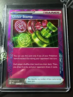 Unfair Stamp 165/167, ACE SPEC Rare Holo, Twilight Masquerade, Pokemon TCG, NM - Image 1