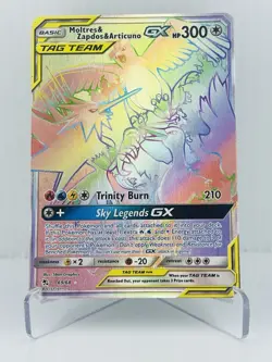 Moltres Zapdos Articuno GX 69/68 NM Hidden Fates Secret Rainbow Rare Pokemon - Image 1