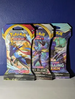 Pokemon Sword and Shield Multiple Set Sleeved Booster Packs Sealed 3 Packs cards - Image 1