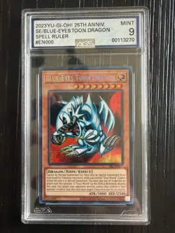 2023 Yu-Gi-Oh Blue-Eyes Toon Dragon EN000 Secret Rare AGS 9 Mint 25th Anniversar - Image 1