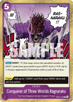One Piece Card Game ! Conquerer of Three Wordls Ragnaraku EB01-039 RARE Anglais - Image 1