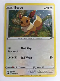 Eevee SWSH095 – Sword & Shield Promo Pokemon Card – Holo Near Mint (NM) Swirl - Image 1
