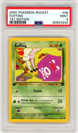 2000 Pokemon Team Rocket #58 Koffing 1st Edition PSA 9 - Image 1
