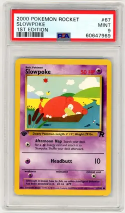 2000 Pokemon Team Rocket #67 Slowpoke 1st Edition PSA 9 - Image 1