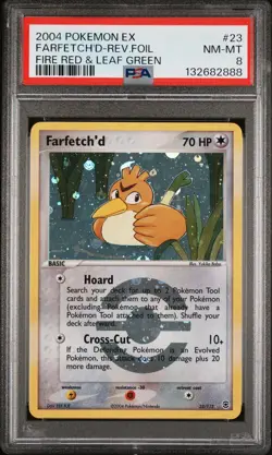 2004 POKEMON EX FIRE RED & LEAF GREEN #23 FARFETCH'D-REVERSE FOIL PSA 8 - Image 1