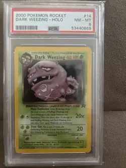 Dark Weezing PSA 8 14/82 Unlimited Team Rocket Pokemon TCG Holo - Image 1