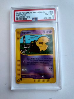 2003 POKEMON Aquapolis Reverse Foil DROWZEE #74b - PSA 8 - Image 1