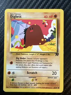 Pokemon TCG Base Set Digda Diglett 52/82 Pokemon Card Pokemon Rocket Set Dark - Image 1