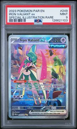 Pokemon Iron Valiant ex SV04 Paradox Rift 249/182 Illustration Rare Holo PSA 9 - Image 1