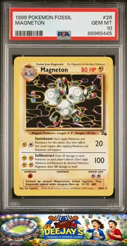 1999 Pokemon Fossil #26 Magneton PSA 10 - Image 1