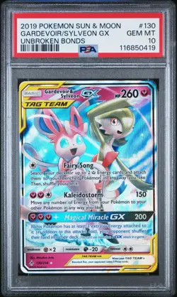 2019 POKEMON SUN & MOON UNBROKEN #130 GARDEVOIR/SYLVEON GX UNBROKEN BONDS PSA 10 - Image 1
