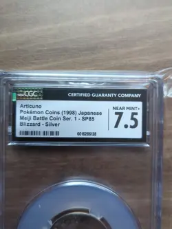 CGC 7.5 Near MINT Articuno Meiji Battle Coins Series 1 Vintage Pokemon TCG 1998 - Image 5