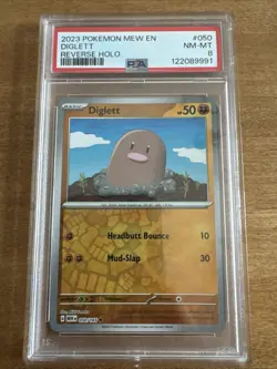 2023 Pokemon MEW EN Diglett Reverse Holo 050/165 PSA 8 - Image 1