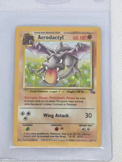 Pokemon TCG Aerodactyl Fossil 1/62 Holo Unlimited Holo Rare - MP - Scratch - Image 1