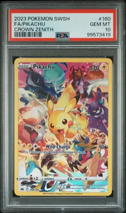 2023 POKEMON SWORD & SHIELD CROWN ZENITH #160 FULL ART/PIKACHU PSA 10 - Image 1