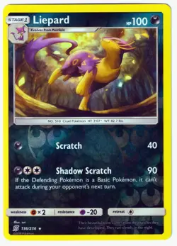 Liepard Rare SM - Unified Minds 136/236 LP RH Pokemon TCG - Image 1