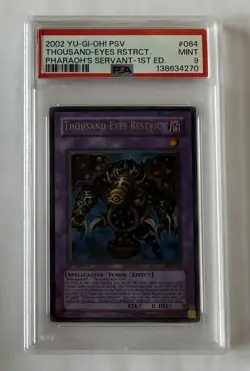 PSA 9 YU-GI-Oh! Psv-Pharaoh's Servant 084 Thousand-Eyes Restrict 1st Edition - Image 1
