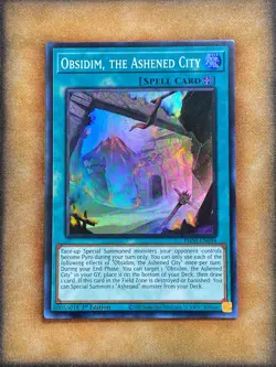 Yugioh Obsidim, the Ashened City PHNI-EN094 Super Rare 1st Ed NM - Image 1