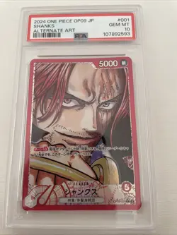 SHANKS LEADER ALTERNATIVE OP09-001 PSA 10 GEM MINT ONE PIECE JAP 2024 - Image 1