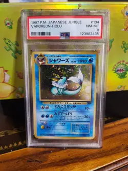 Graded Vaporeon #134 - Holo Rare - Jungle Pokemon - Japanese - PSA 8 - Image 1