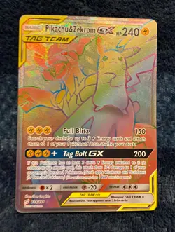 Pikachu & Zekrom GX Tag Team FULL ART 184/181 Secret Rare Rainbow - Image 1