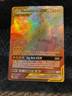 Pikachu & Zekrom GX Tag Team FULL ART 184/181 Secret Rare Rainbow - Image 2