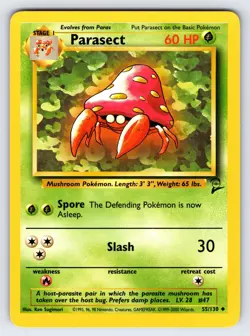 Parasect 55/130 2000 Base Set 2 Pokemon Card TCG Vintage WOTC Uncommon - Nm/Vlp - Image 1