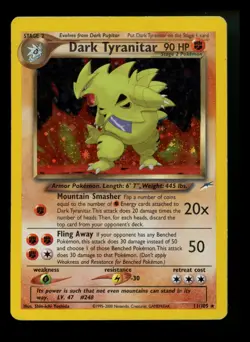 #3 Dark Tyranitar 11/105 2000 Neo Destiny 2000 Holo Rare WOTC Pokemon Card TCG - Image 1