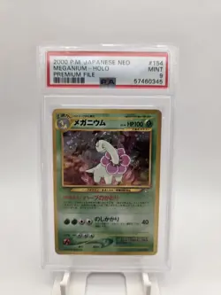 PSA 9 Meganium 154 Holo Neo Premium File Japanese 2000 Pokemon Vintage Card - Image 1