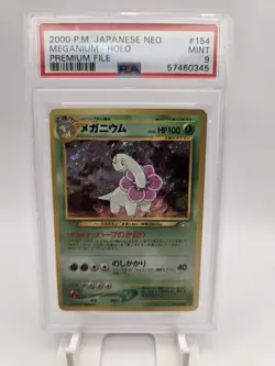 PSA 9 Meganium 154 Holo Neo Premium File Japanese 2000 Pokemon Vintage Card - Image 3