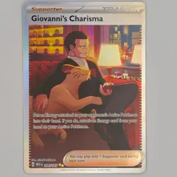 GIOVANNI'S CHARISMA Scarlet & Violet POKEMON Full-Art Holo Trading Card 204/165 - Image 1