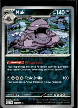 Pokemon Muk 127/198 Scarlet Violet Base Reverse Holo Uncommon 2 Card Lot - Image 1