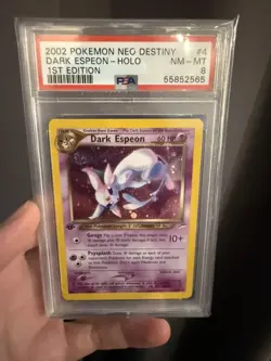 2002 POKEMON NEO DESTINY 1ST EDITION #4 DARK ESPEON-HOLO PSA 8 - SWIRL - Image 4
