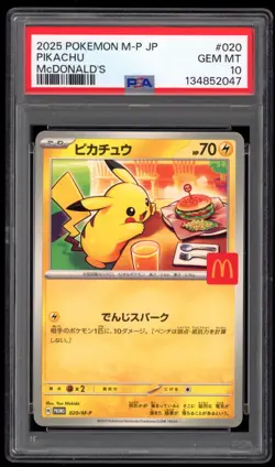 2025 PSA 10 Gem Mint Pikachu Japanese McDonald's Promo 020/M-P Pokemon Card - Image 1
