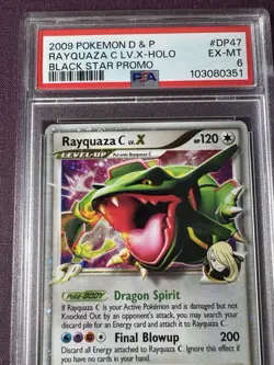 2009 POKEMON DIAMOND & PEARL BLACK STAR PROMO #DP47 RAYQUAZA C LV.X-HOLO PSA 6 - Image 2