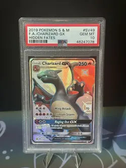 2019 POKEMON SUN & MOON HIDDEN FATES #SV49 FULL ART/CHARIZARD GX PSA 10 - Image 1