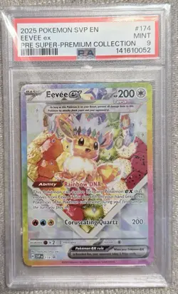 PSA 9 Eevee EX #174 Pokemon Prismatic Evolutions Black Star Promo 2025 - Image 1