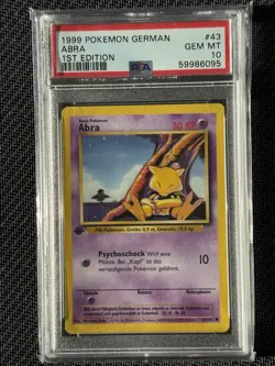 1999 Pokemon GERMAN 1st Edition Base Set Abra 43/102 PSA 10 GEM MINT - Image 1