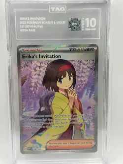 2023 Pokemon S&V 151 Full Art Holo Erika's Invitation 196/165 TAG GEM MINT 10 - Image 1
