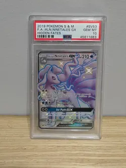 2019 Pokemon SM Hidden Fates Alolan Ninetales GX Shiny Vault #SV53/SV94 PSA 10 - Image 1